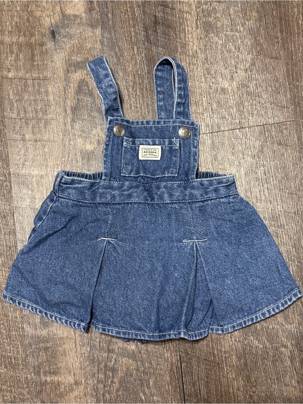 Vintage Arizona Jean Company Baby Girl Denim Overall Romper 100% Cotton 0-3 Mo